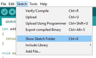 Arduino IDE - Show Sketch Folder
