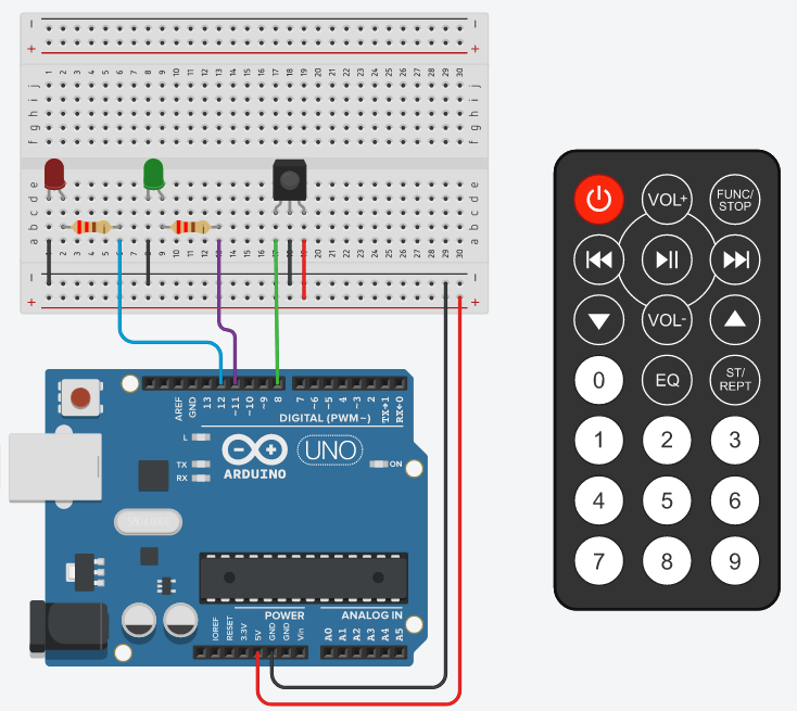 Arduino control LEDs with IR remote controller