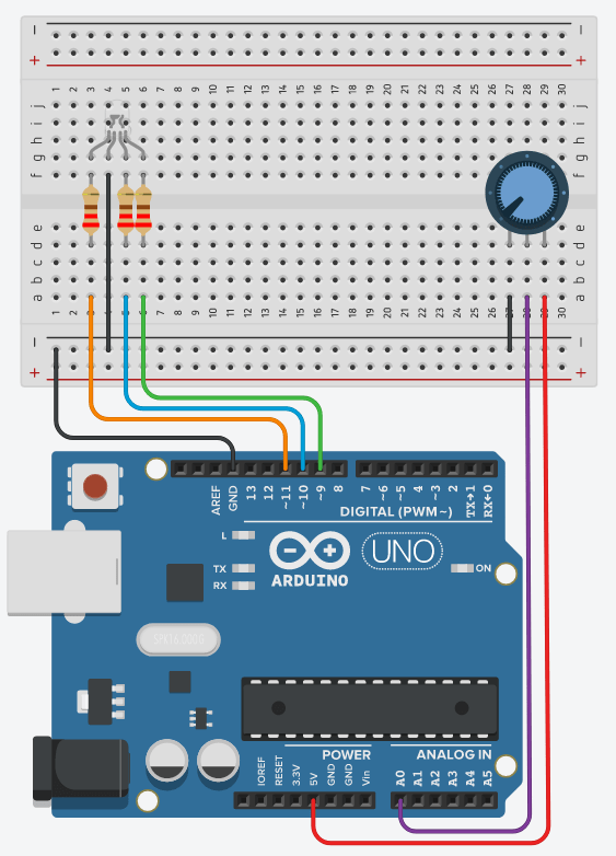 Arduino Circuit - RGB LED and Potentiometer